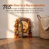 Elf Decorative Ornaments Wooden Door Halloween Decor, 2D Fairy Mouse Miniature Wall Rustic Autumn Shelf Decor Hanging, Ornament for Home, Thanksgiving