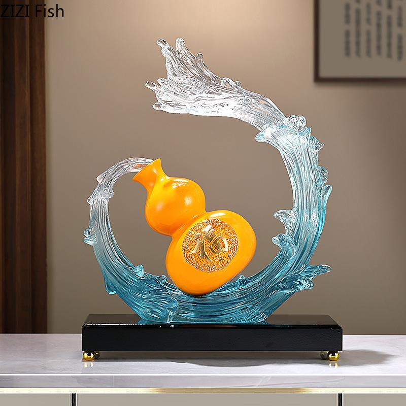 Скульптура тыквы «Счастливый карп», украшение для рабочего стола в офисе, креативная статуэтка из смолы, китайский подарок на свадьбу и Новый год