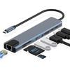 USB-хаб 8-в-1 Type C, разветвитель Type C на USB 3.0, зарядка PD 100 Вт, адаптер RJ45 Lan, 4K HDTV для ноутбуков Type C