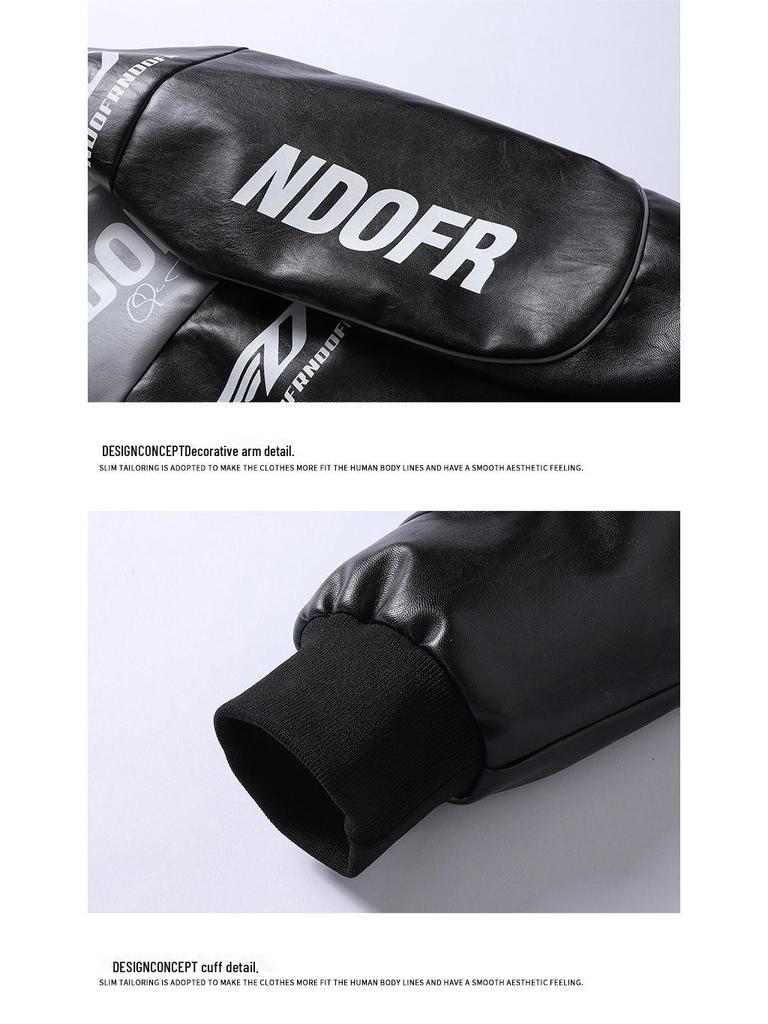 2025 Мужская стильная гоночная кожаная куртка контрастного цвета: Пальто в гонконгском стиле