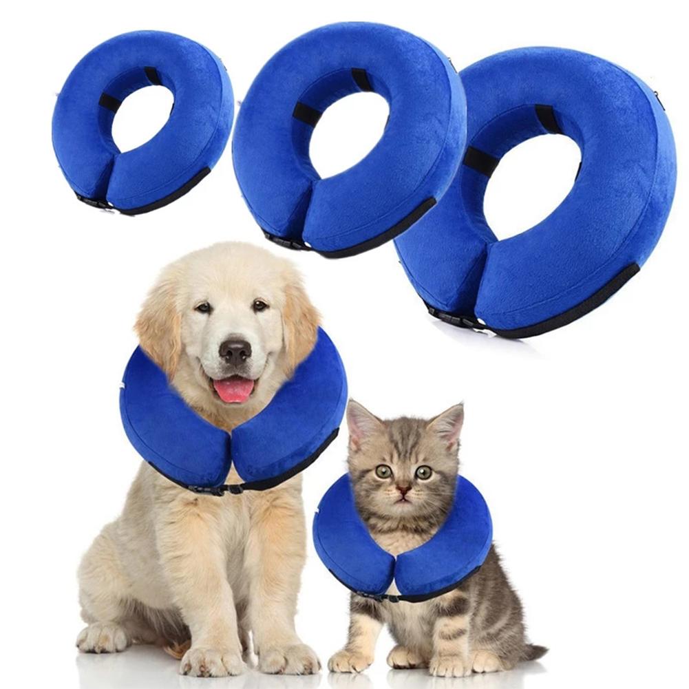 Pvc Pet Protective Inflatable Collar With Adjustable Magic Stickers Soft Skin-friendly Warm Anti-bite Pet Recovery Collar