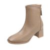 Martin boots women's autumn and winter new thick heel short tube thin boots rear zipper square head high heel small short boots