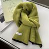 Korean cotton knitted wool scarf women's autumn and winter atmosphere white thickened warm solid color scarf