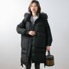 Feather 90 Down Women's Solid Color Hooded Medium and Long Women's Clothing Thickened Fox Fur White Duck Down Jacket