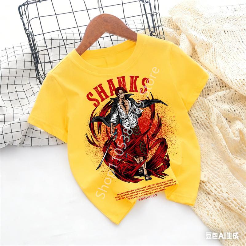 2026 Summer Anime One Piece Monkey D Luffy Printed Tshirt Kids boys Clothing Fashion Casual Street Tshirt Y2k