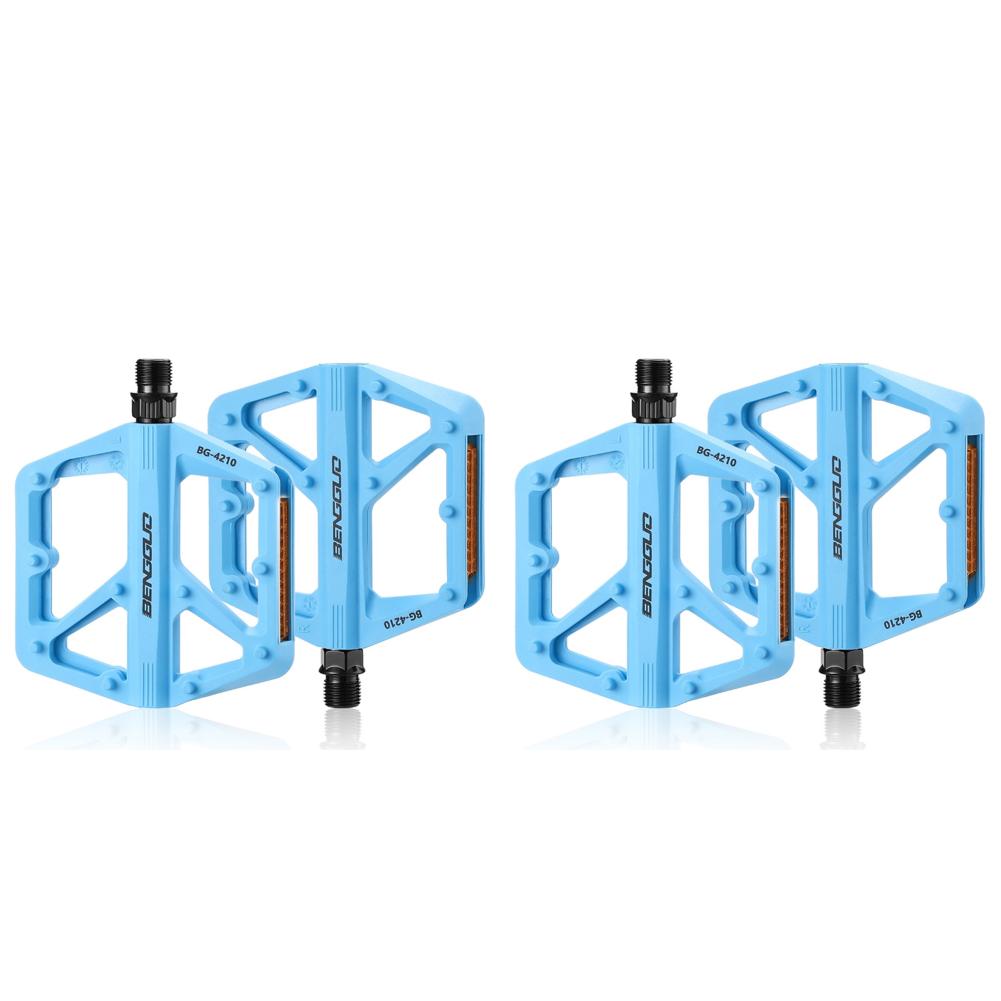 Double DU Bearing Nylon Bicycle Pedals Anti-slip Bicycle Platform Pedals Bike Accessories with Reflector Ultralight Bike Pedals