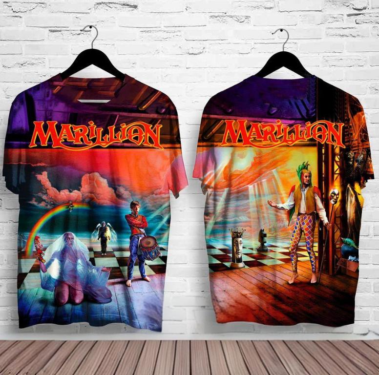 Унисекс Оверсайз Футболка с Круглым Вырезом в Стиле Streetwear с 3D-Принтом Альбома Marillion