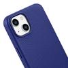 iPhone 14 Plus Magnetic Leather Case with MagSafe Litchi Premium Leather Case Navy Blue