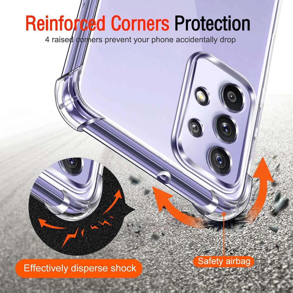 Thick Shockproof Silicone Clear Phone Case For Samsung Galaxy A52 5G A52s 5G A72 A32 4G A22 A12 A50 Protection Case Back Cover