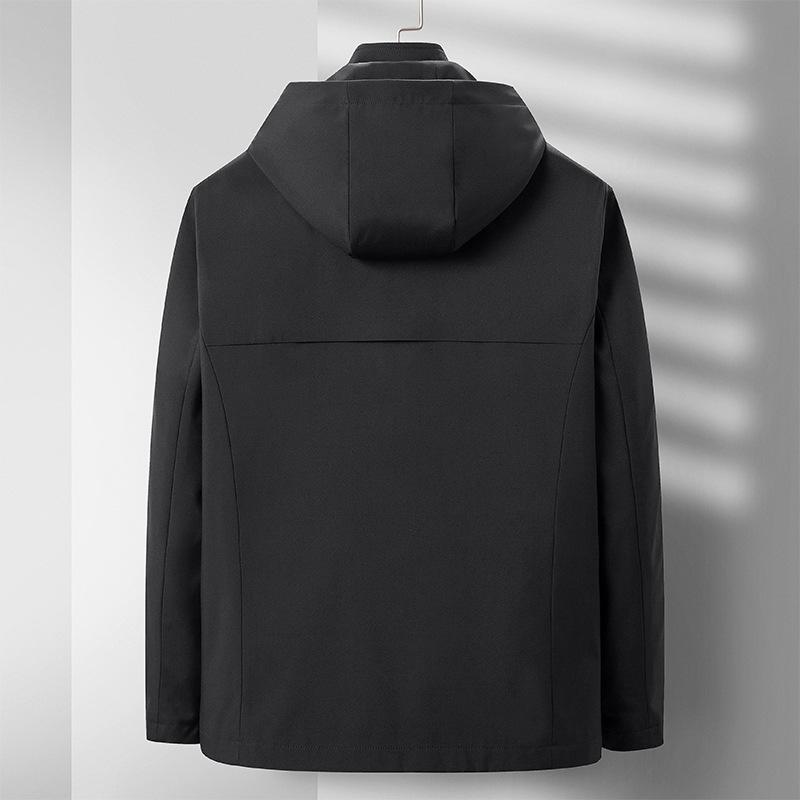 Spring and Autumn New Hooded Jacket Removable Hat Jacket Men's Solid Color Versatile Jacket Men's Casual Men's Jacket