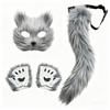 Factory Direct  Cute Furry Red Panda Costume Set Mask Tail Paw Gloves for Halloween Party