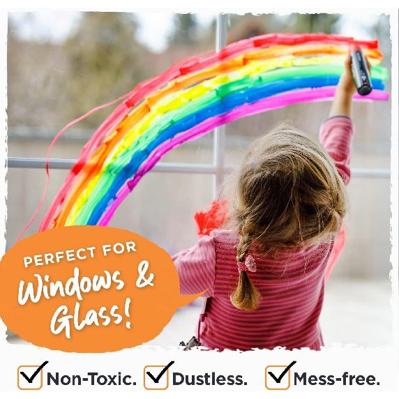 8 Washable Window Markers for Cars - 15mm Jumbo, 3 in 1 Nib, 28g Ink - Liquid Chalk Markers for Chalkboard, Blackboard, Glass, Bistro, Auto, Menu