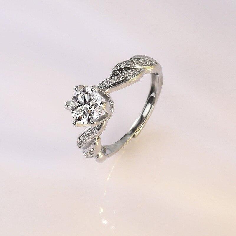 925 Silver Female Diamond Ring Couple Proposal Engagement Open Ring Rings for Women Jewelry Luxury Rings Resizable