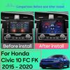 Android 14 Для Honda Civic 10 FC FK 2015 - 2020 Автомагнитола Мультимедийный Видеоплеер Беспроводной Адаптер Android Auto