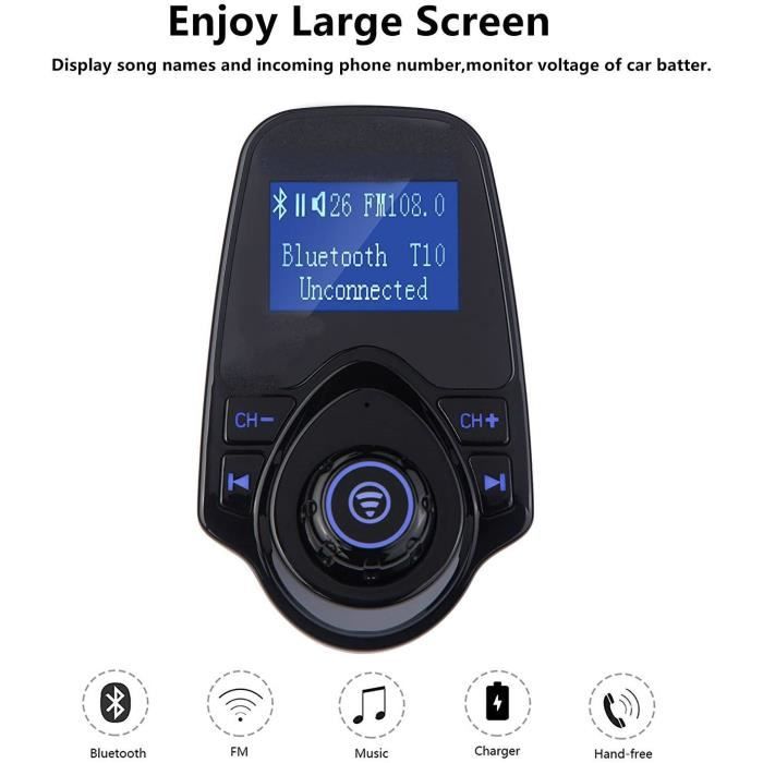 TRANSMETTEUR FM DE VOITURE Winnes Transmetteur FM, Bluetooth Transmetteur FM Radio Adaptateur Chargeur Voiture Allume-Cigare fre132