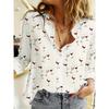 Women's Cactus Printed Top Autumn Elegant Fun Shirt Casual Loose Long Sleeve Fashion Button Top Comfortable Travel Jacket