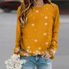 Tops For Women Dotted Snowflakes Print Round Neck Long Sleeve T-shirt Fall Casual Slim Pullover Women's Long Sleeve Top