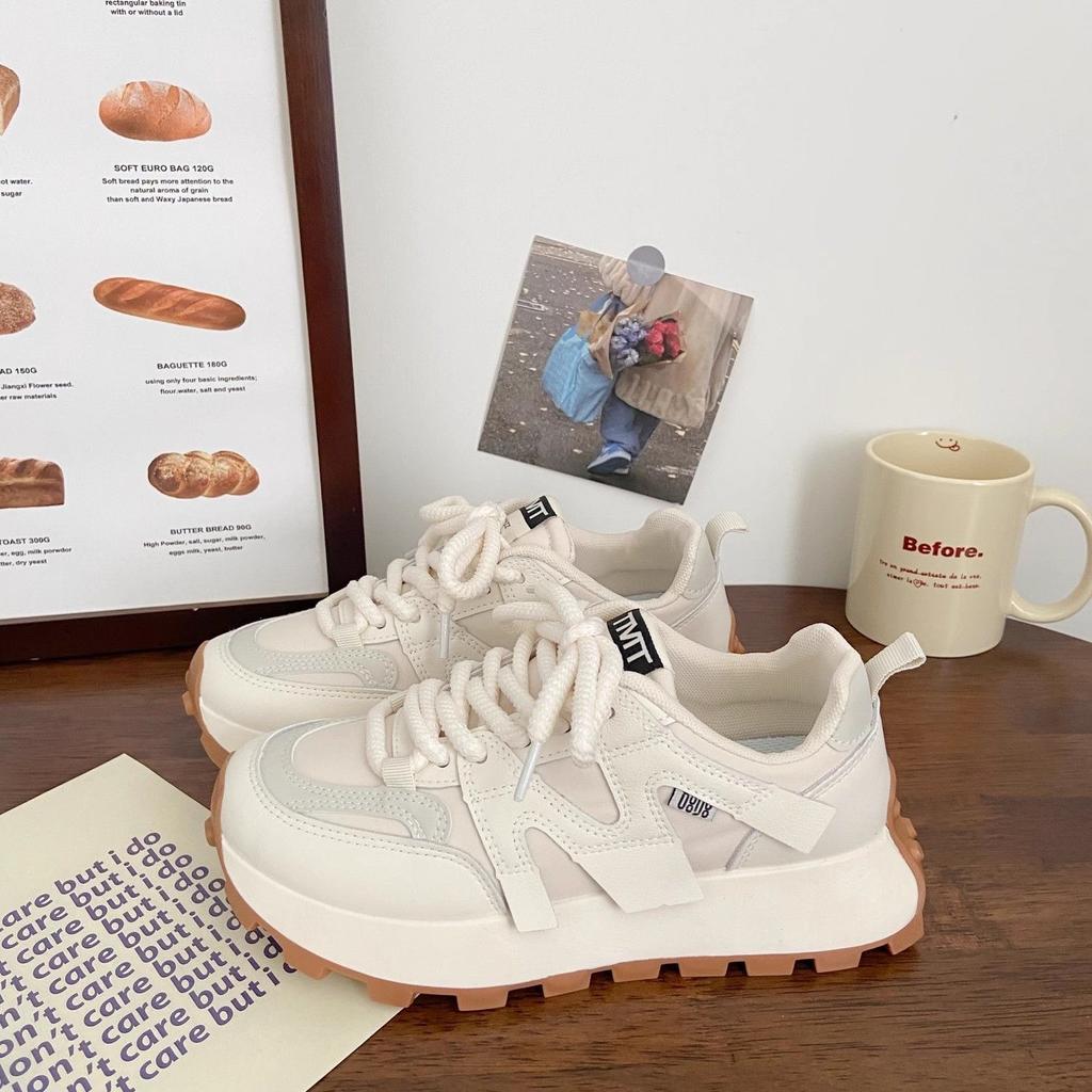 Круглая голова спортивная Forrest Gump папы обувь женская платформа осень новый шикарный нишевый кекс бег крем вафельные туфли