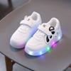 Весенние детские кроссовки с LED-подсветкой, мультяшный панда, повседневные на плоской подошве для мальчиков и девочек, возраст 1-6 лет, удобные для ходьбы