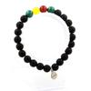 Stones and Minerals. Malachite Beads Bracelet from Congo + Yellow Agate + Red Agate + Onyx Made In France.