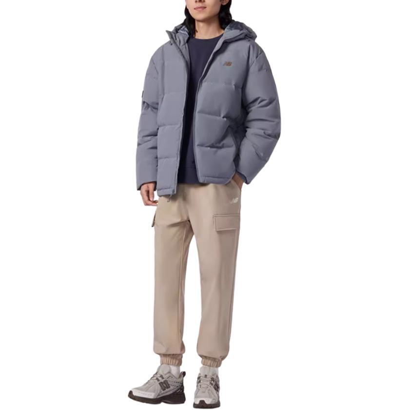 Мужская куртка New Balance Пуховики Мужской Серый С капюшоном Умеренно Стеганый Пуховик