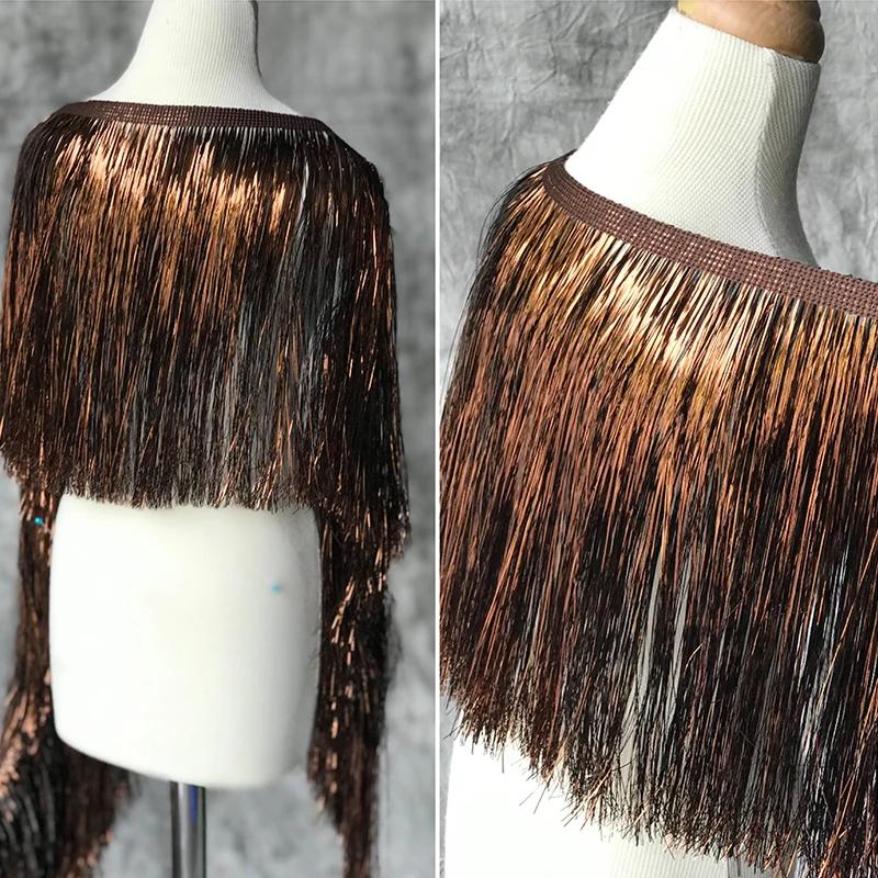 1.1 Yards Laser Shiny Tassel Fringe Trim Lace Ribbon Tassels Christmas Decor Curtains Latin Dance Dresses Skirt Fringes Sewing