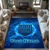 NSW Blues logo Crystal Velvet Rug, Custom Name Text Personalized Non‑Slip Floor Mat for Home Decor Gift