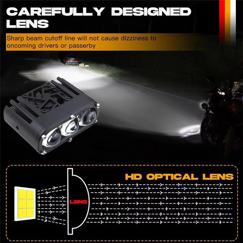 2PC LED Spotlight Pods Motorcycle Car Fog Driving Offroad 30000LM 120W Dual Color With Fun 10V-80V Truck ATV UTV