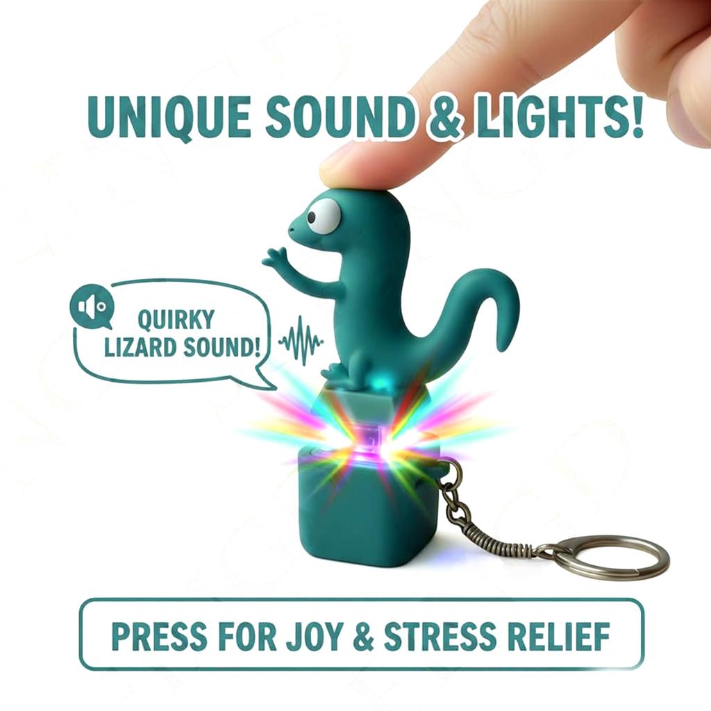 1-3PCS Funny Lizard Sounds And Flash Effects Rechargeable Portable Stress Relief Toy Lizard Button Keychain Decompression Toys