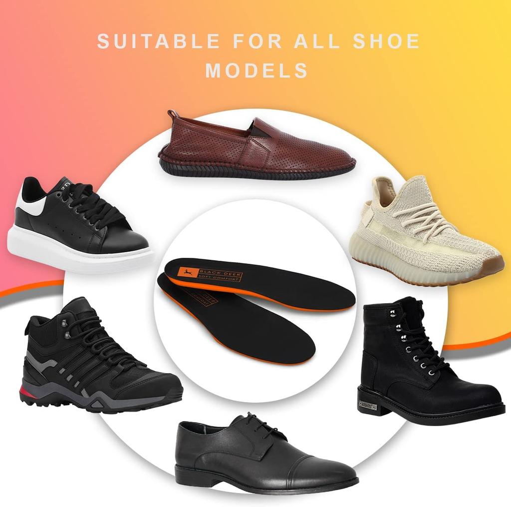 black deer Ортопедическая комфортная стелька X30 из пены с эффектом памяти, для ежедневного использования, рабочие стельки, амортизирующие амортизирующие стельки черного и оранжевого цвета