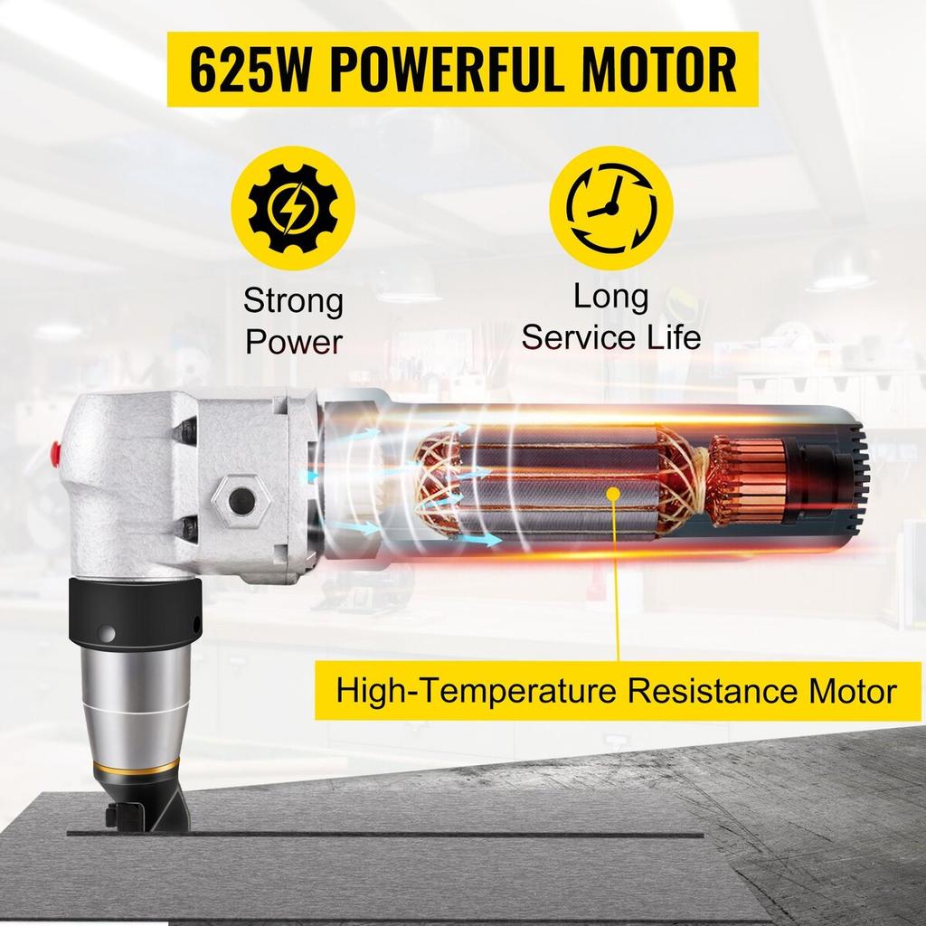 Electric Metal Nibbler 625W Nibbler Metal Cutter 1000RPM High Speed Rotor Metal Nibbler 220V w Replaced Blades Storage Case Sheet Metal Nibbler for