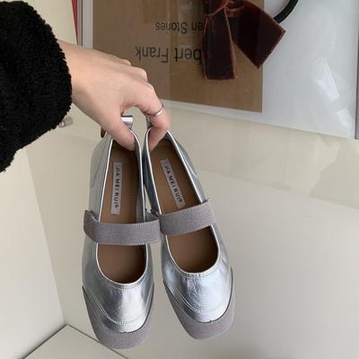 Мода IPPEUM Женские балетки Туфли Квадратный носок Пряжка Черная ПУ кожа Винтажные балетки