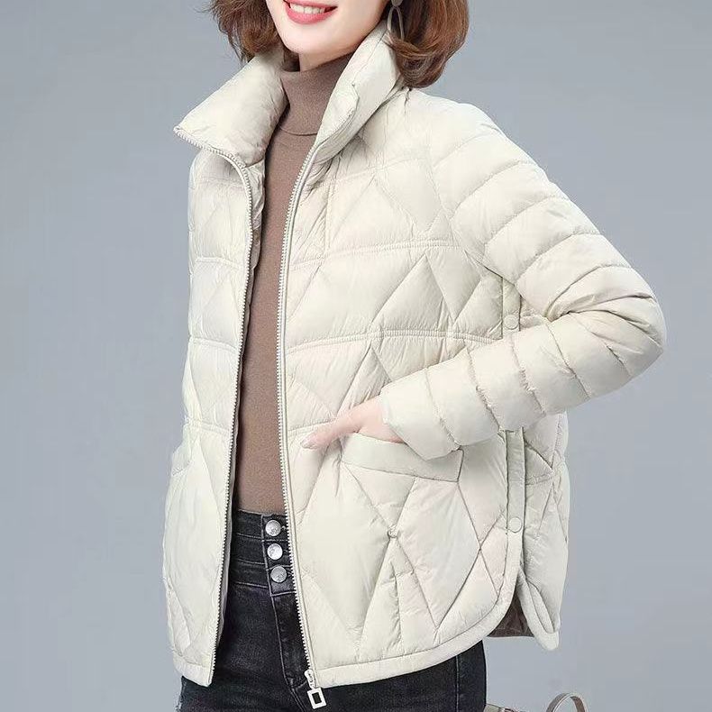 Женское пуховое хлопковое пальто осень-зима легкое короткое пальто утолщенное теплое хлопковое пальто для поездок на работу с меховым воротником