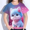 Футболки с 3D-принтом с животными, летние новые повседневные детские футболки, милая мультяшная модная одежда для девочек, футболки с коротким рукавом, топы для девочек