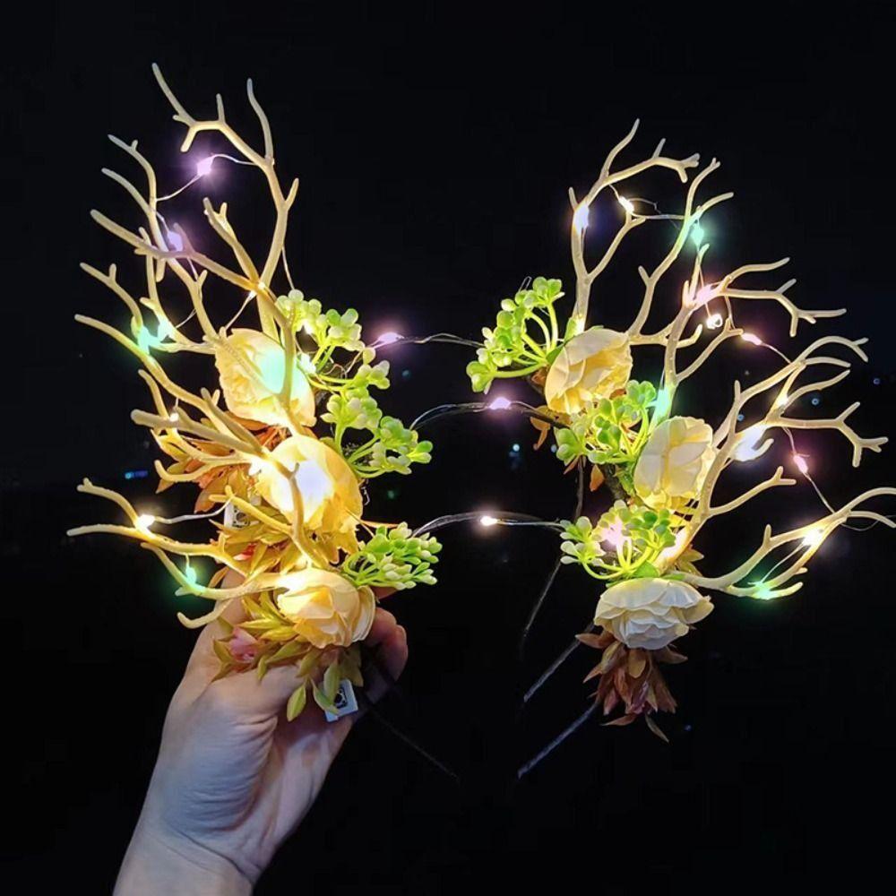 Colorful Flashing Headband Plastic Luminous Deer Horn Hair Band LED Glow Headband Children Toys