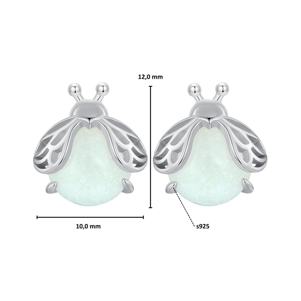 Glowing Firefly Silver Stud Earrings 925 Silver