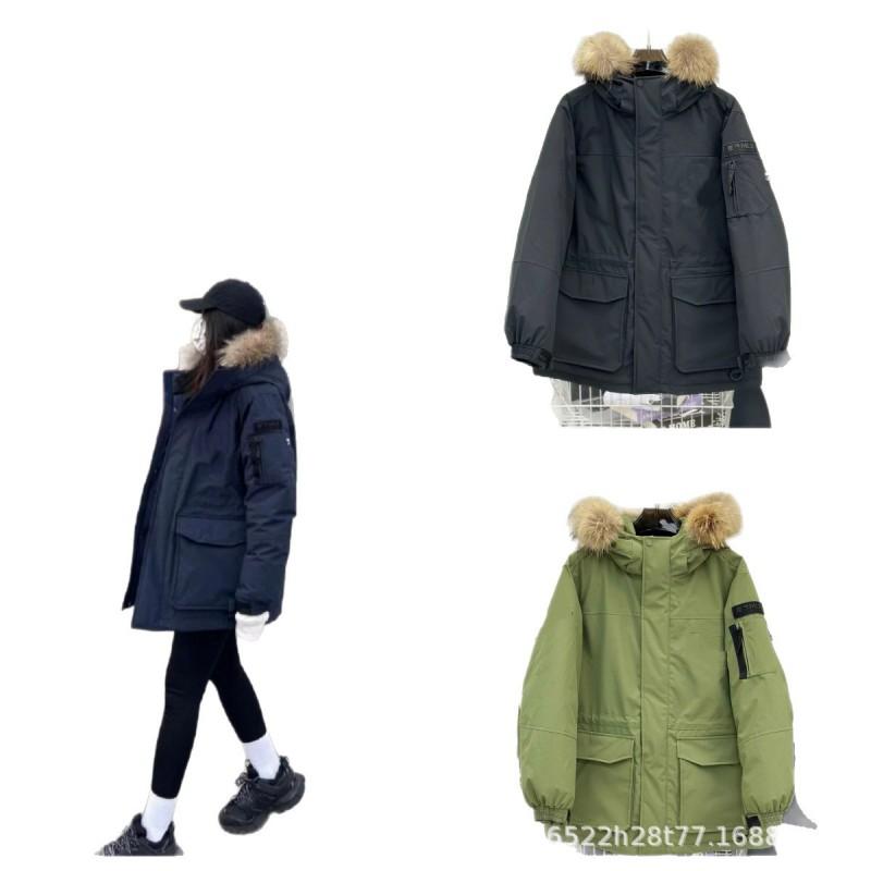 Unisex Mid-Length Parka With Faux Fur Collar 80-85% Duck Down Fill Warm Waterproof Winter Coat Outdoor City Wear