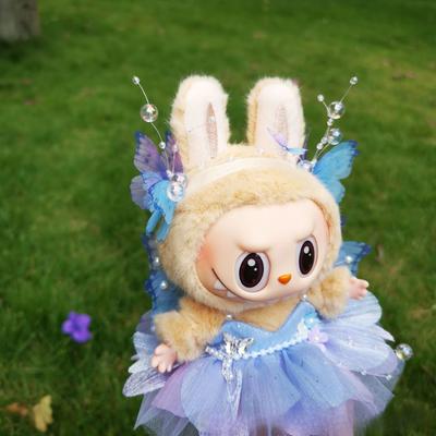 V1 V2 Слепой бокс Кукла Лабубу Платье Феи цветов Одежда Лабубу Платье принцессы Мини-кукла Наряд Головной убор ручной работы С крыльями