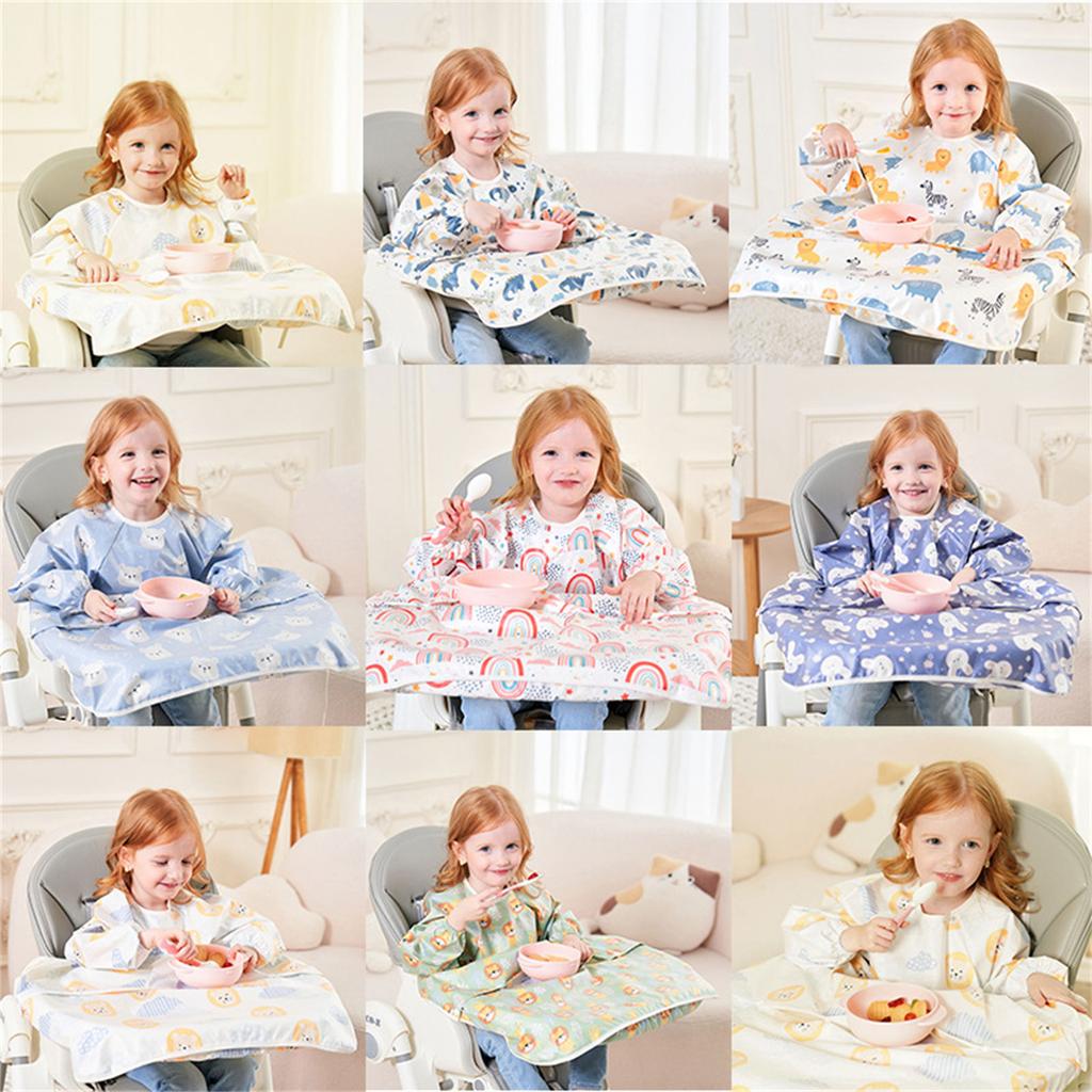 Waterproof Feeding Bib Apron for Baby and Toddler Full Coverage Coverall Smock Highchair Cover Keeping Clothes Clean