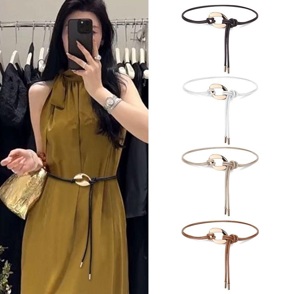 DIY Тонкий пояс-веревка с металлической пряжкой Тонкий ремень Модный плетеный пояс Для юбок Платьев Топов Одежды