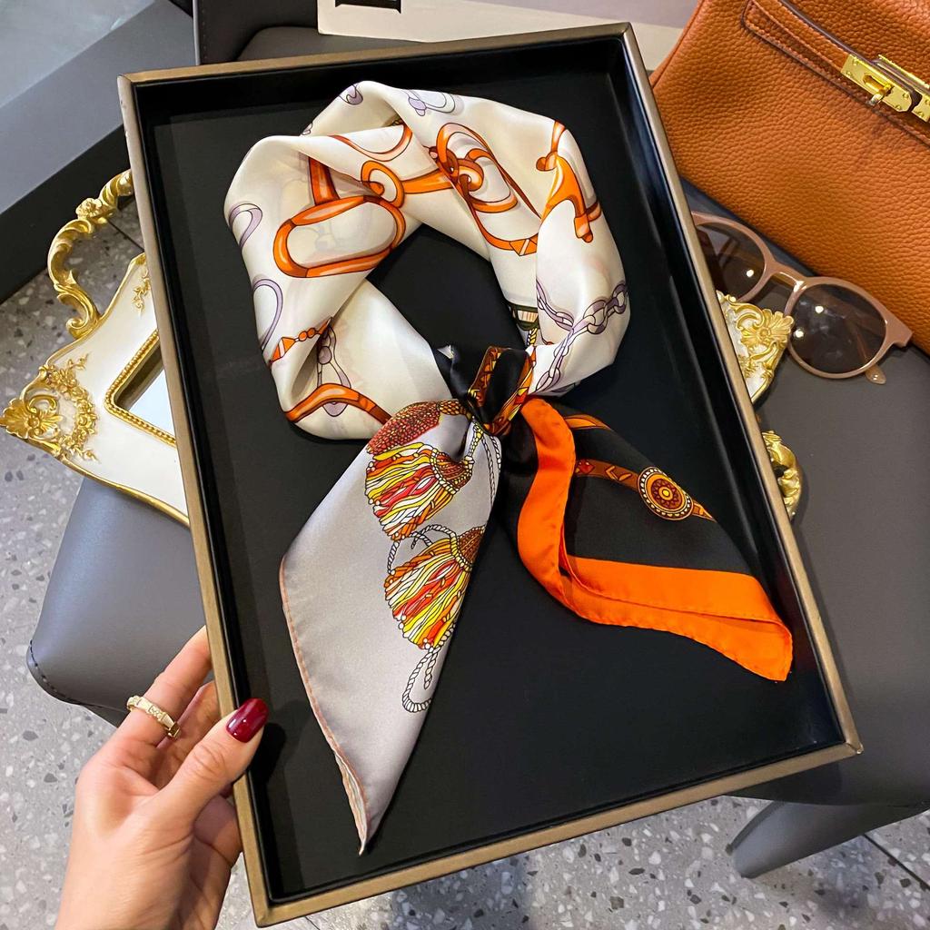 Luxury Silk Shawl Square Scarf for Women Satin Fashion Wraps Neckerchief Female Hair Bands Ribbon Headband Bandana Woman Hijab