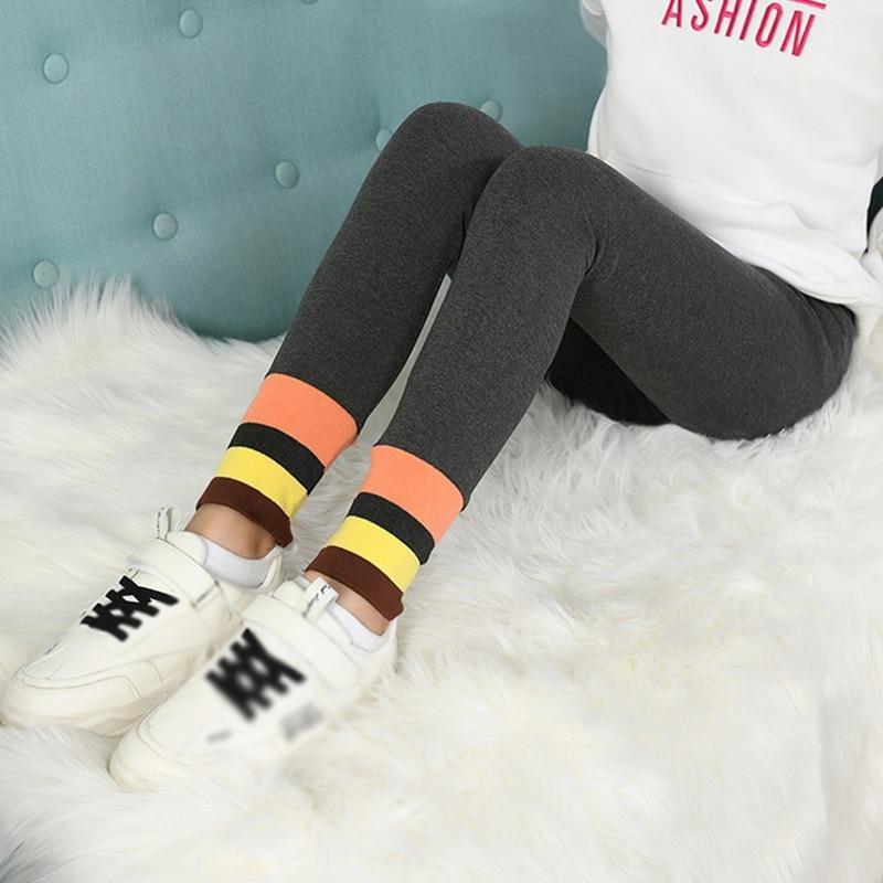 Зимние детские леггинсы на флисовой подкладке для девочек, нижние брюки, милые полосатые детские брюки-подростки с базовым слоем, термоколготки, узкие брюки, От 3 до 13 лет