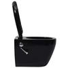 Wall Mounted Toilet without Rim Flush and with Bidet Function Ceramic Black