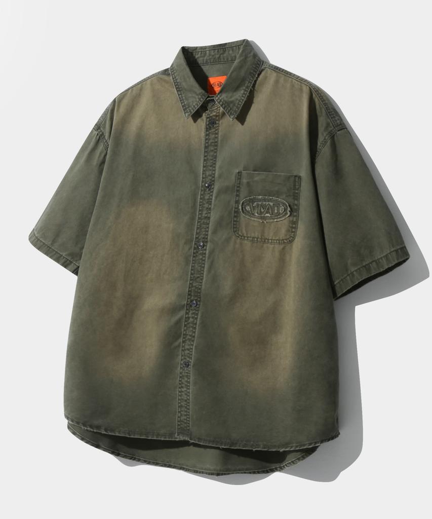 Рубашка с коротким рукавом Dimiteulibeullaeg Vlad Cutoff Applique Fade Washed_Оливковый