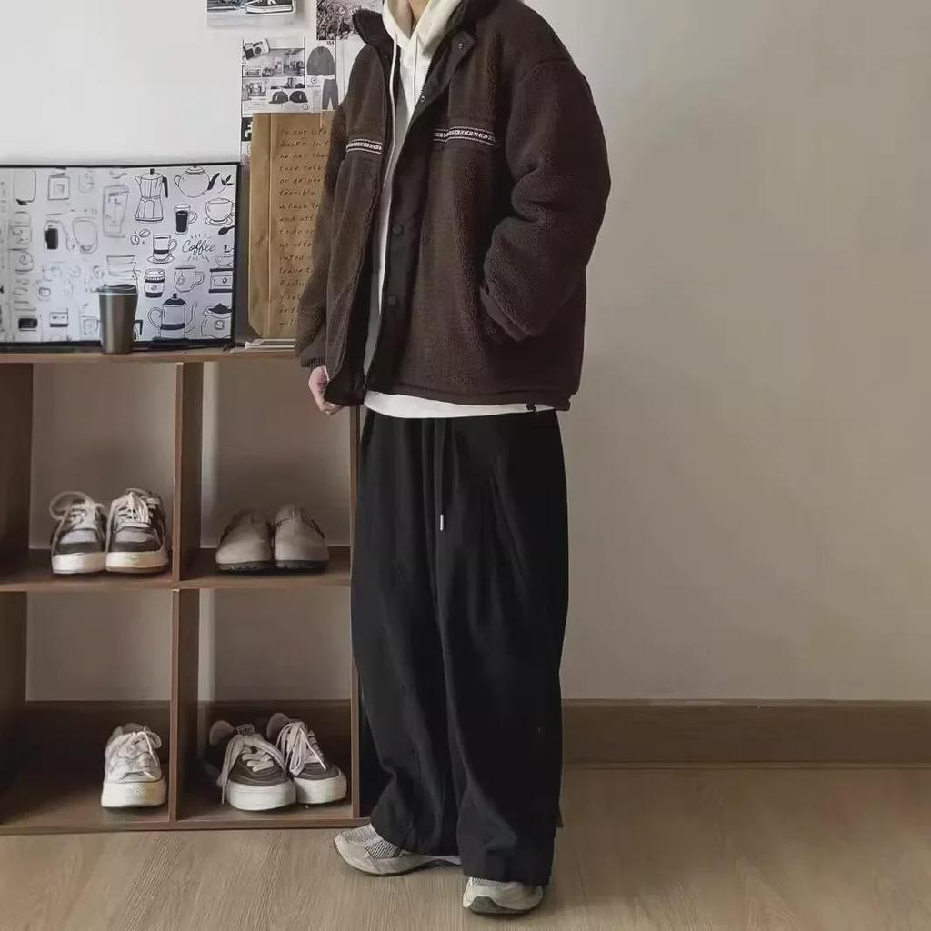 Мужские весенне-осенние свободные широкие прямые брюки в японском стиле