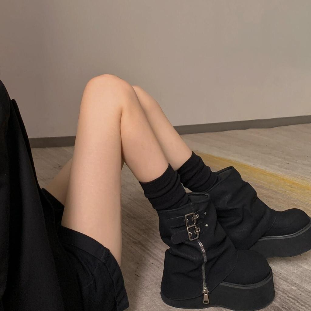 Sweet and Cool Babes Are Thin and Small, and the Height Increases. Locomotive Pants Boots Retro Knight Boots Thick-soled Short Boots Women's 2025 New