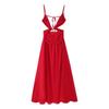 Summer New Product Women's Clothes Sexy Wind V Neck Sleeveless High Waist Metal Decorative Exposed Navel Long Sling Dress