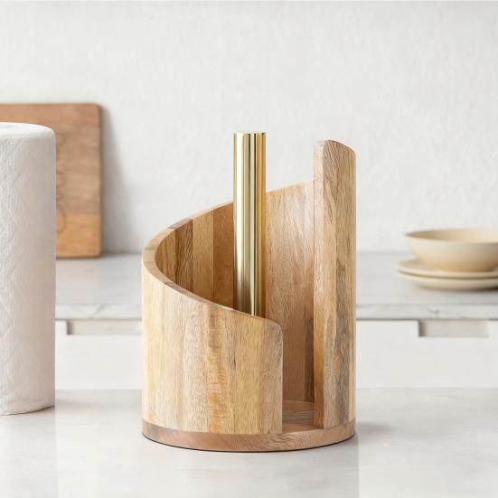 Деревянный держатель для бумажных полотенец, управление одной рукой, легкий доступ, подставка для бумажных полотенец, аксессуар для декора кухни в стиле фермерского дома