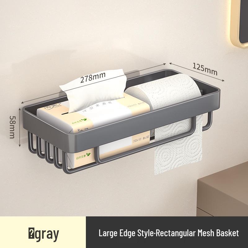 Rustproof Carbon Steel Wall-Mounted Drainage Shelf - Waterproof, Punch-Free, Multifunctional Bathroom Storage