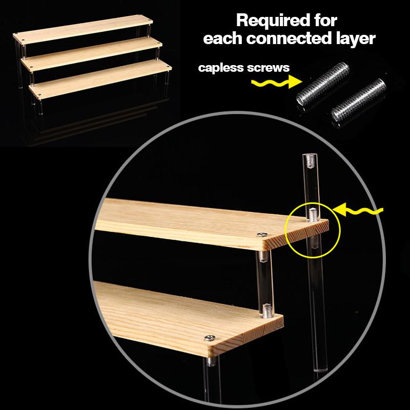 1-5 Tier Wood Acrylic Display Stand Cosmetic Organizer Display Riser Rack for Cupcake Perfume Doll Figure Shelf Home Storage